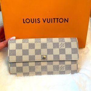 Authentic Louis Vuitton Damier Azur Porte Feuille Sarah Long Bifold Wallet